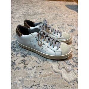 P448 John Sneakers Leather White/Leopard Women’s Size 40/9-9.5
